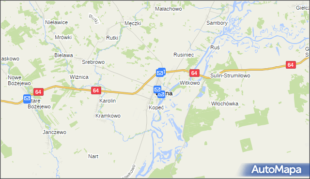 mapa Wizna, Wizna na mapie Targeo