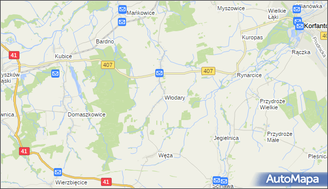 mapa Włodary, Włodary na mapie Targeo