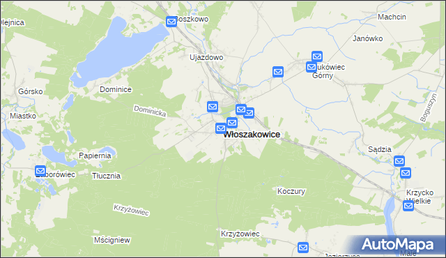 mapa Włoszakowice, Włoszakowice na mapie Targeo
