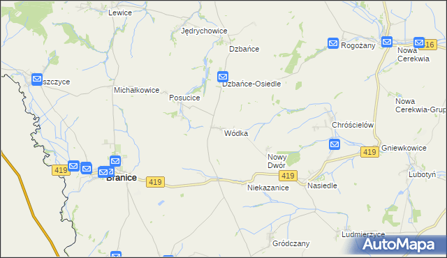 mapa Wódka gmina Branice, Wódka gmina Branice na mapie Targeo