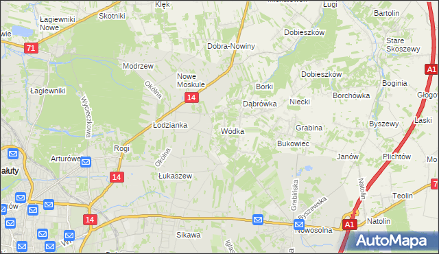mapa Wódka gmina Nowosolna, Wódka gmina Nowosolna na mapie Targeo