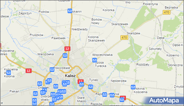 mapa Wojciechówka gmina Żelazków, Wojciechówka gmina Żelazków na mapie Targeo