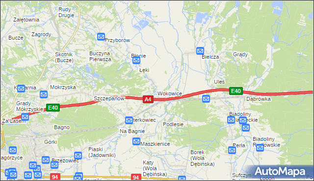 mapa Wokowice, Wokowice na mapie Targeo