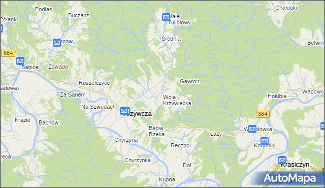 mapa Wola Krzywiecka, Wola Krzywiecka na mapie Targeo