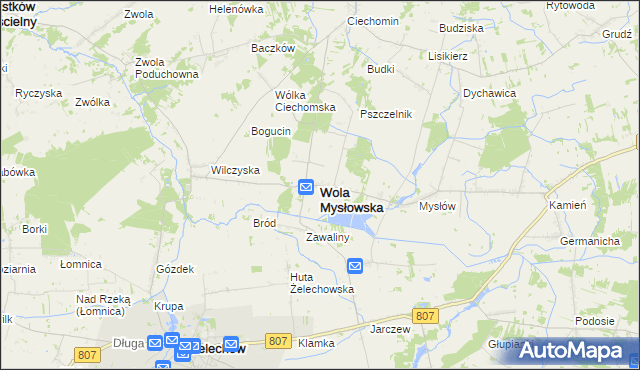 mapa Wola Mysłowska, Wola Mysłowska na mapie Targeo