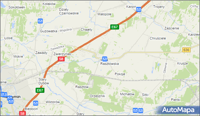 mapa Wola Rasztowska, Wola Rasztowska na mapie Targeo