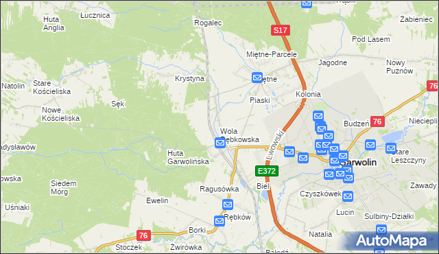 mapa Wola Rębkowska, Wola Rębkowska na mapie Targeo