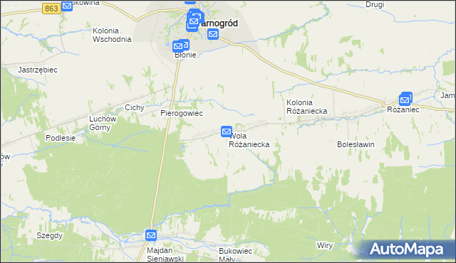 mapa Wola Różaniecka, Wola Różaniecka na mapie Targeo