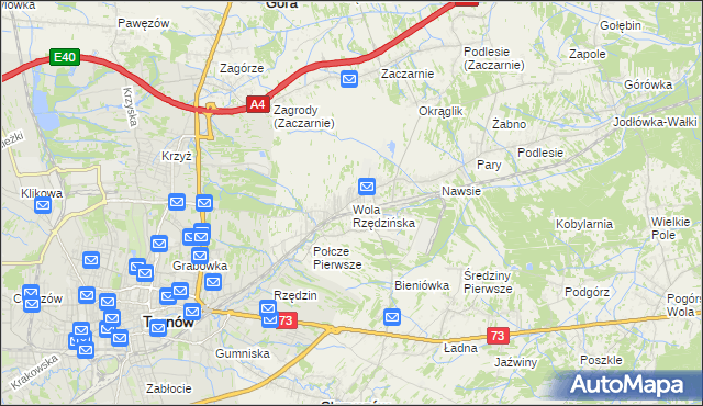 mapa Wola Rzędzińska, Wola Rzędzińska na mapie Targeo
