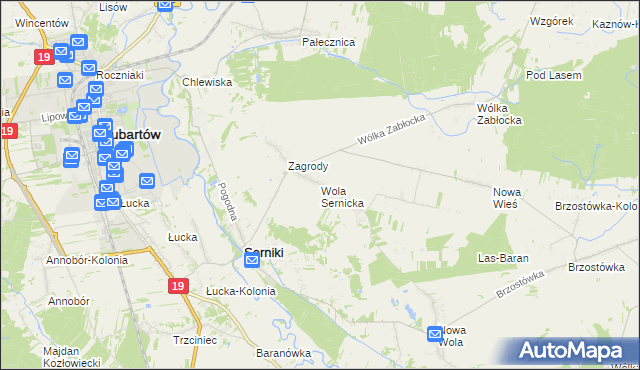 mapa Wola Sernicka, Wola Sernicka na mapie Targeo