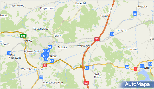 mapa Wolbromek, Wolbromek na mapie Targeo