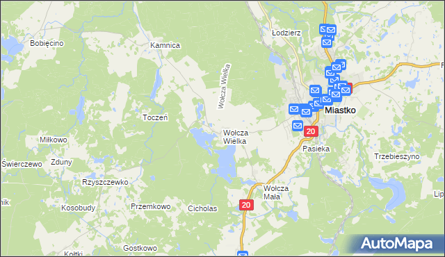 mapa Wołcza Wielka, Wołcza Wielka na mapie Targeo