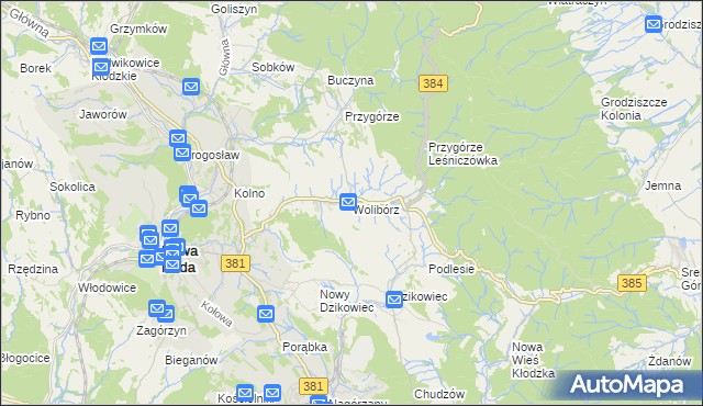 mapa Wolibórz, Wolibórz na mapie Targeo