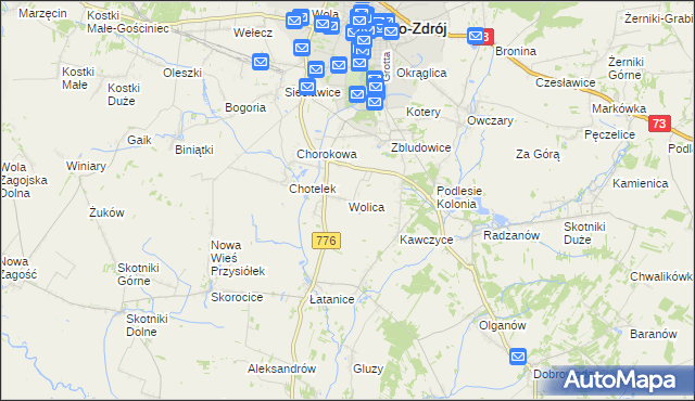 mapa Wolica gmina Busko-Zdrój, Wolica gmina Busko-Zdrój na mapie Targeo