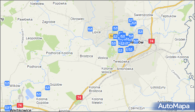 mapa Wolica gmina Hrubieszów, Wolica gmina Hrubieszów na mapie Targeo