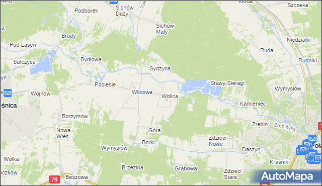 mapa Wolica gmina Łubnice, Wolica gmina Łubnice na mapie Targeo