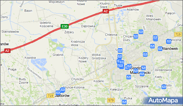mapa Wólka Grodziska gmina Grodzisk Mazowiecki, Wólka Grodziska gmina Grodzisk Mazowiecki na mapie Targeo