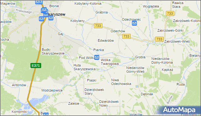 mapa Wólka Twarogowa, Wólka Twarogowa na mapie Targeo