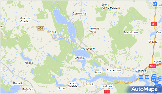 mapa Woszczele, Woszczele na mapie Targeo