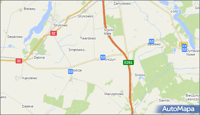 mapa Wronczyn gmina Stęszew, Wronczyn gmina Stęszew na mapie Targeo