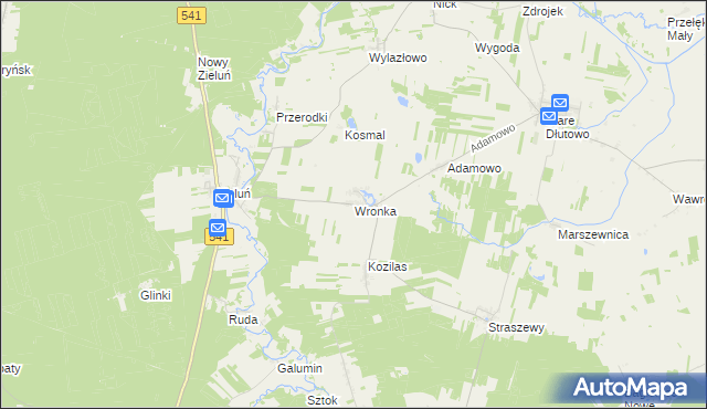 mapa Wronka gmina Lubowidz, Wronka gmina Lubowidz na mapie Targeo