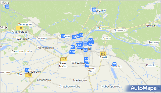 mapa Wronki powiat szamotulski, Wronki powiat szamotulski na mapie Targeo