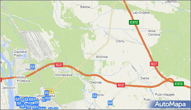 mapa Wronów gmina Końskowola, Wronów gmina Końskowola na mapie Targeo