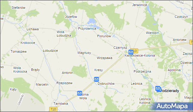 mapa Wrząsawa, Wrząsawa na mapie Targeo