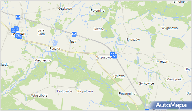 mapa Wrzosowo gmina Dygowo, Wrzosowo gmina Dygowo na mapie Targeo