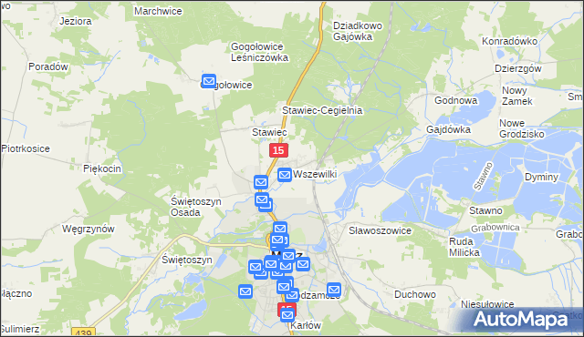 mapa Wszewilki, Wszewilki na mapie Targeo