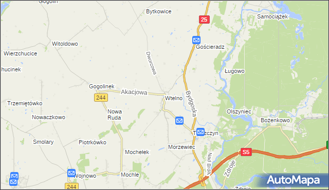 mapa Wtelno, Wtelno na mapie Targeo