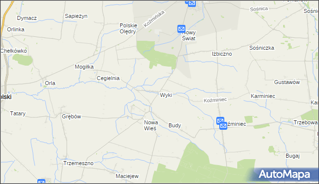 mapa Wyki, Wyki na mapie Targeo