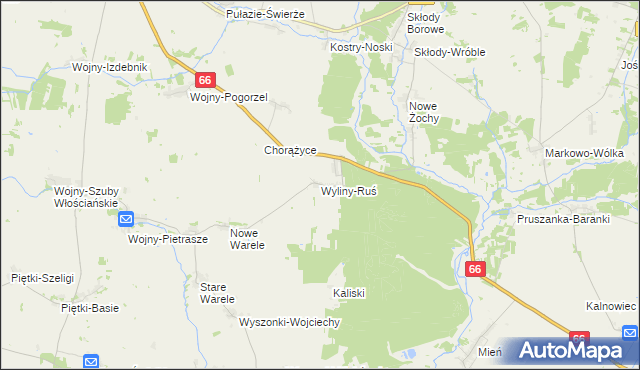 mapa Wyliny-Ruś, Wyliny-Ruś na mapie Targeo