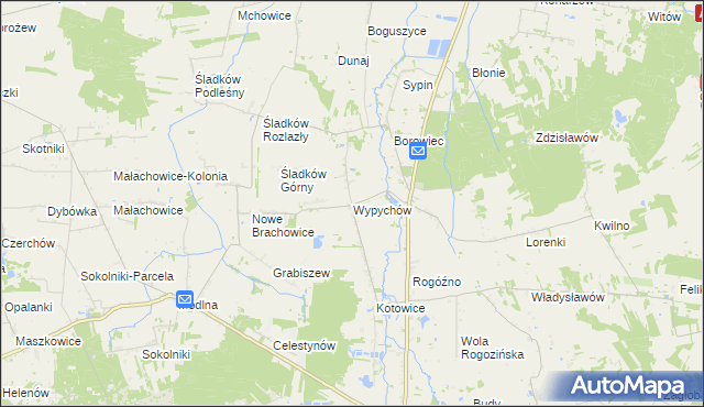 mapa Wypychów gmina Zgierz, Wypychów gmina Zgierz na mapie Targeo