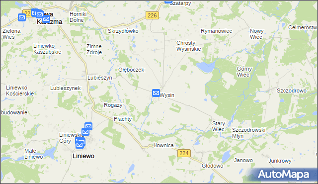 mapa Wysin, Wysin na mapie Targeo