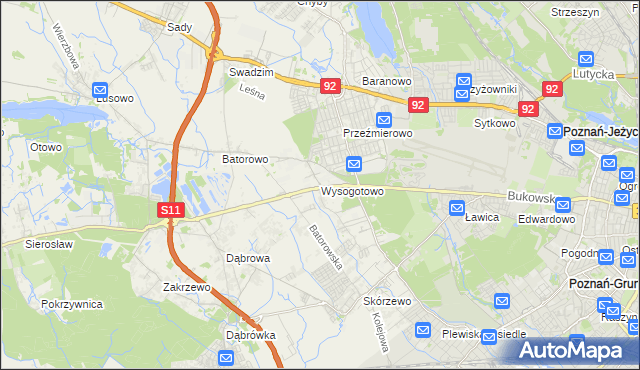 mapa Wysogotowo, Wysogotowo na mapie Targeo