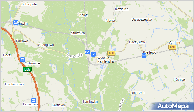 mapa Wysoka Kamieńska, Wysoka Kamieńska na mapie Targeo