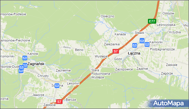 mapa Występa, Występa na mapie Targeo