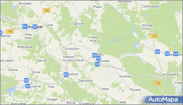 mapa Występy, Występy na mapie Targeo