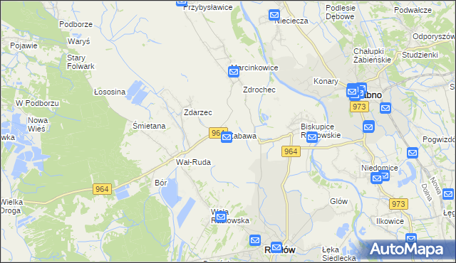 mapa Zabawa gmina Radłów, Zabawa gmina Radłów na mapie Targeo