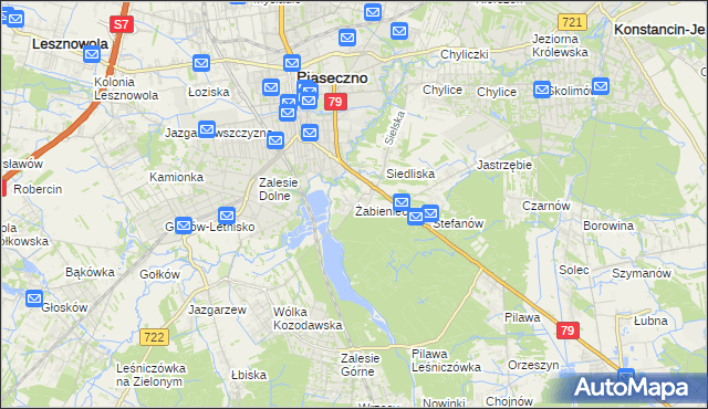 mapa Żabieniec gmina Piaseczno, Żabieniec gmina Piaseczno na mapie Targeo