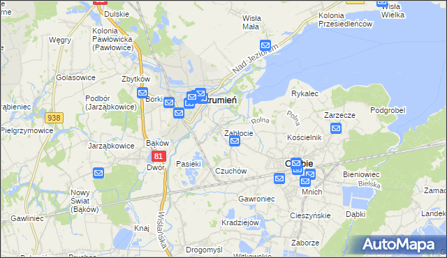 mapa Zabłocie gmina Strumień, Zabłocie gmina Strumień na mapie Targeo
