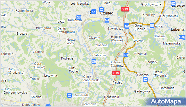 mapa Zaborów gmina Czudec, Zaborów gmina Czudec na mapie Targeo