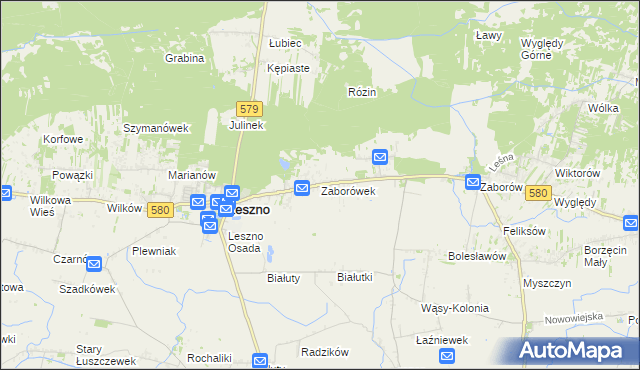 mapa Zaborówek gmina Leszno, Zaborówek gmina Leszno na mapie Targeo