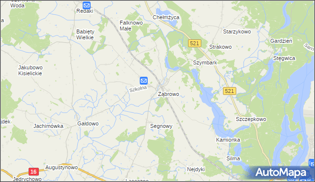 mapa Ząbrowo gmina Iława, Ząbrowo gmina Iława na mapie Targeo