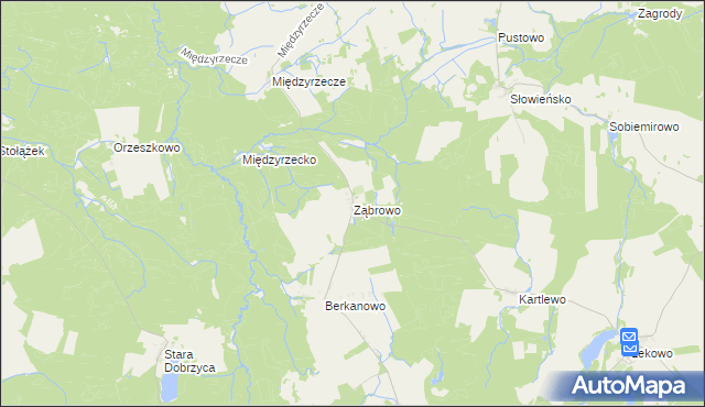 mapa Ząbrowo gmina Świdwin, Ząbrowo gmina Świdwin na mapie Targeo