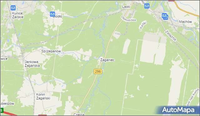 mapa Żaganiec, Żaganiec na mapie Targeo