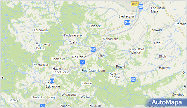 mapa Zagórze gmina Jawornik Polski, Zagórze gmina Jawornik Polski na mapie Targeo