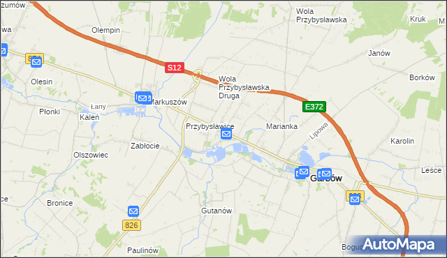 mapa Zagrody gmina Garbów, Zagrody gmina Garbów na mapie Targeo