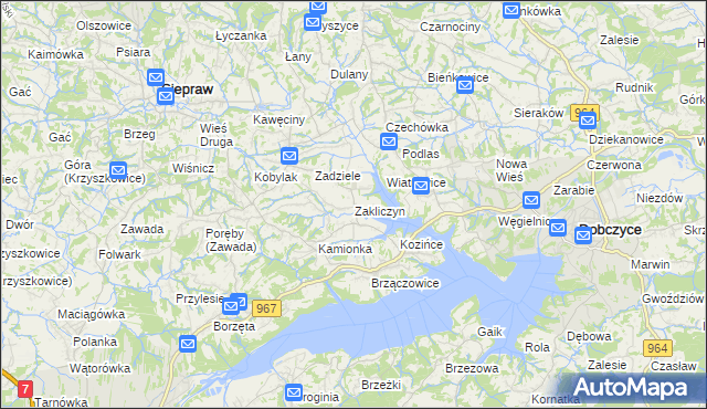 mapa Zakliczyn gmina Siepraw, Zakliczyn gmina Siepraw na mapie Targeo